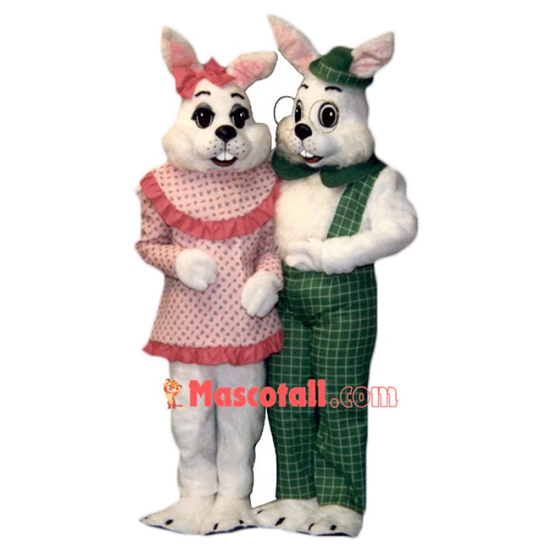 Friendly Mr & Mrs Rabbit Mascot Costume