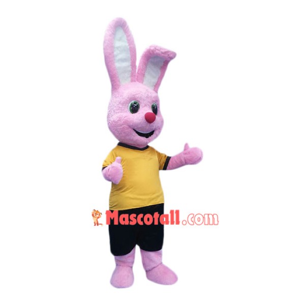 Happy Pink Rabbit Mascot Costume