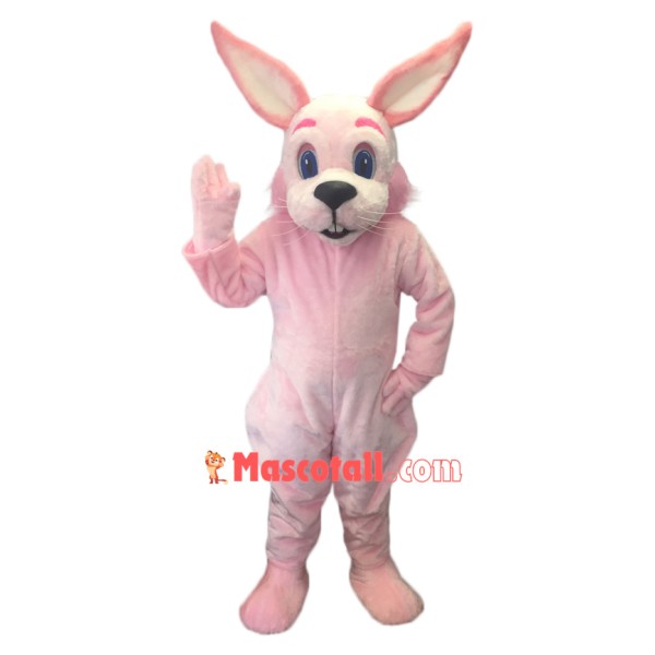 Friendly Pink Rabbit Mascot Costume