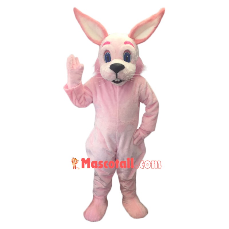 Friendly Pink Rabbit Mascot Costume