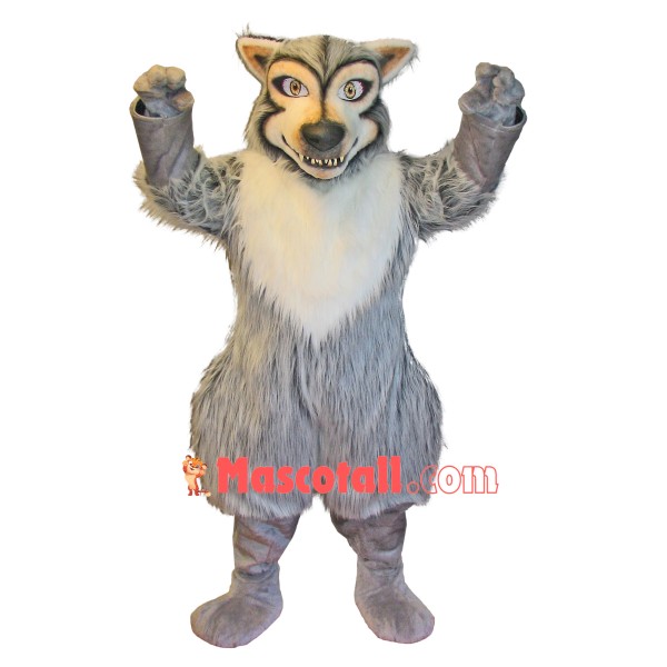 Superb Fierce Realistic Wolf Mascot Costume