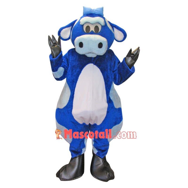 Cute Blue & White Cow Mascot Costume