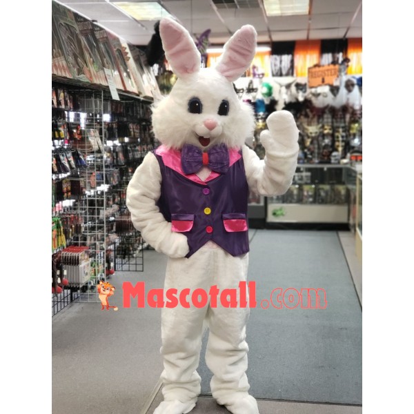 Friendly Purple Suit Easter Bunny Mascot Costume