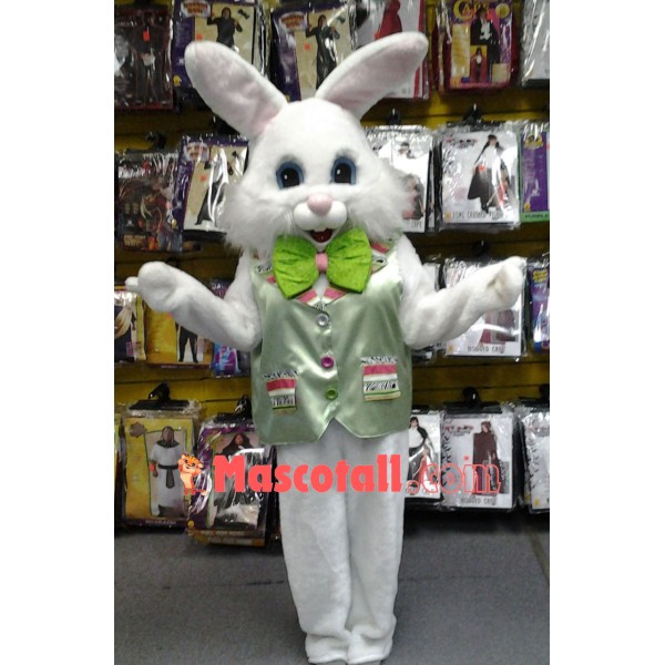Friendly Green Suit Easter Bunny Mascot Costume