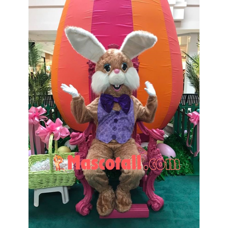 Friendly Lightweight Brown Bunny Mascot Costume