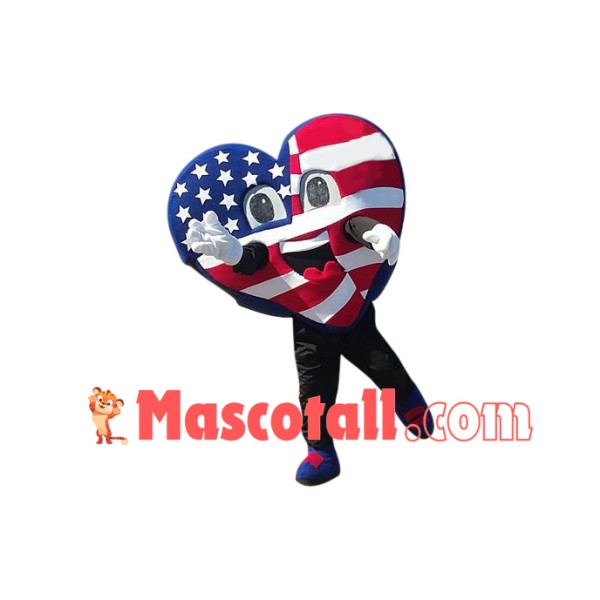 US Flag Heart Mascot Costume