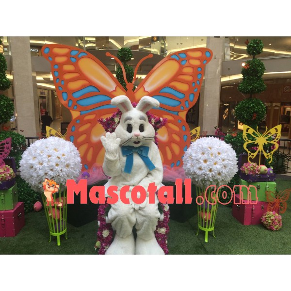 Happy White Easter Bunny Mascot Costume