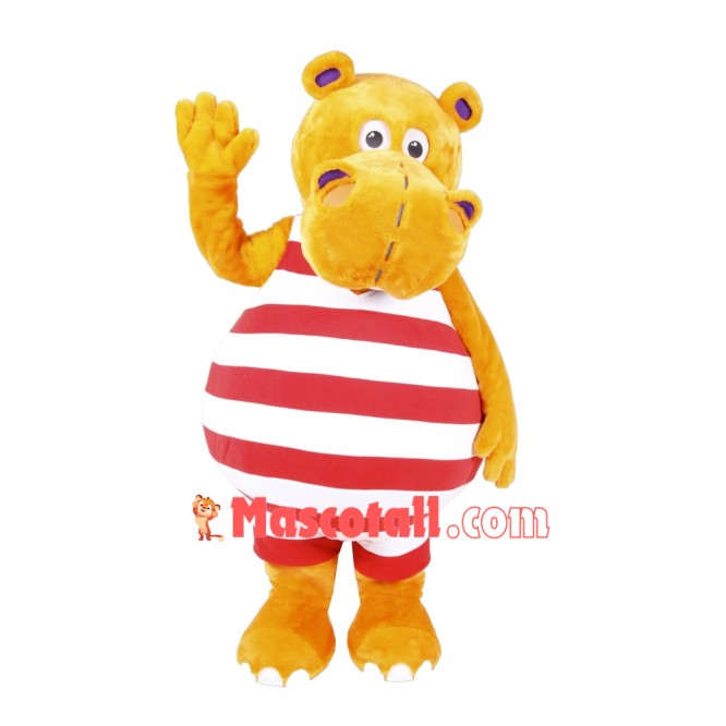 Friendly Yellow Rhino Mascot Costume