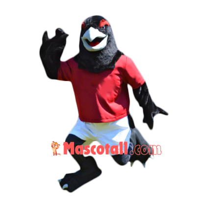 Friendly Black Hawk Mascot Costume