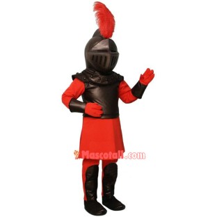 Superb Red & Black Knight Mascot Costume