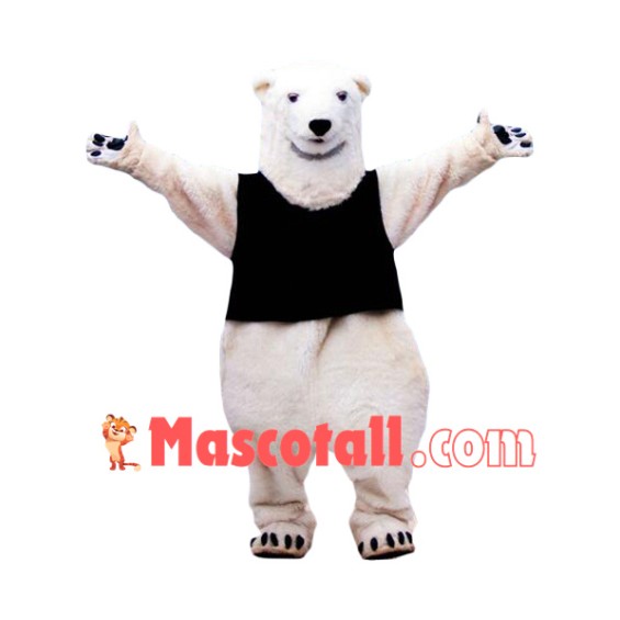 Friendly Realistic Polar Bear Mascot Costume