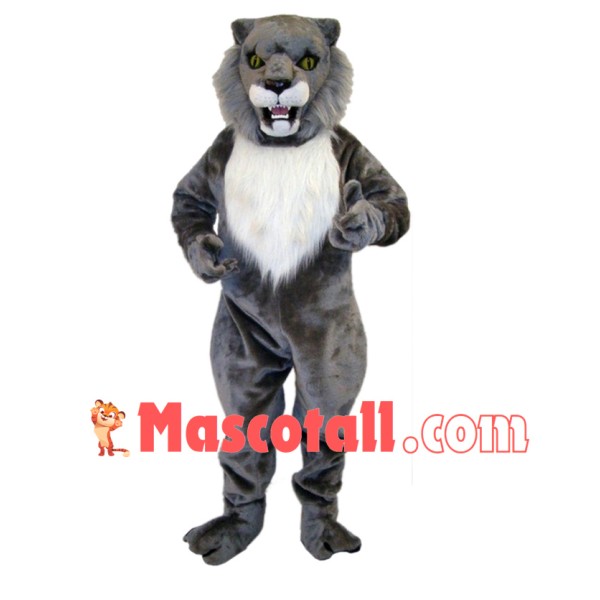 Fierce Grey Wildcat Mascot Costume