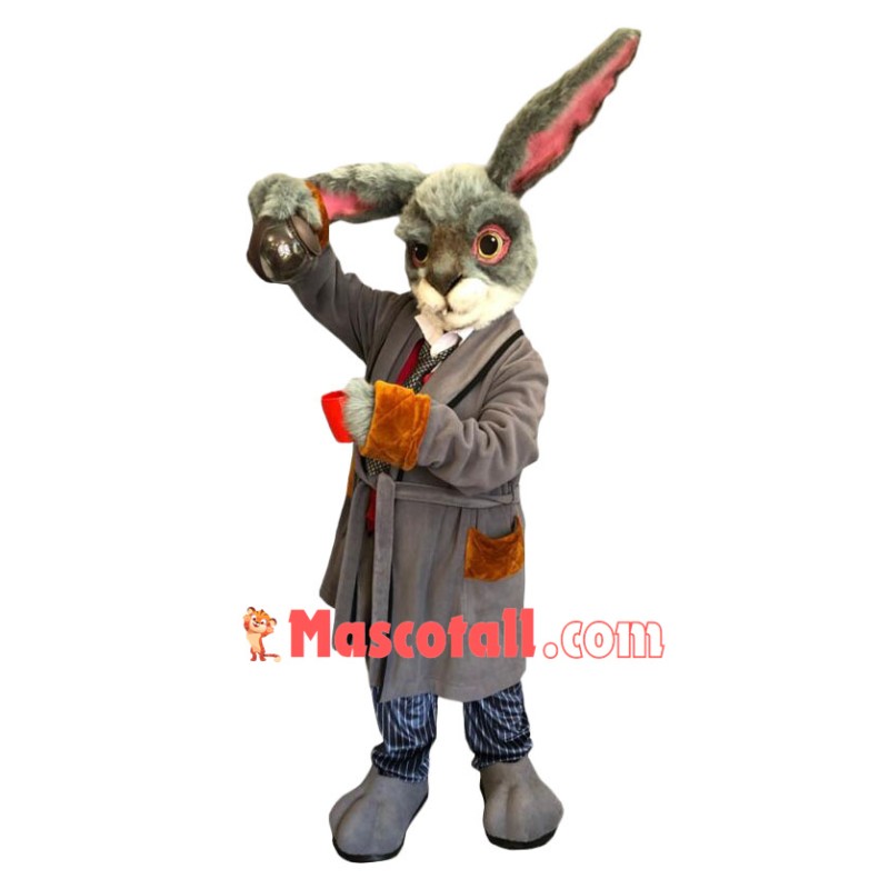 Superb Grey Easter Bunny Mascot Costume