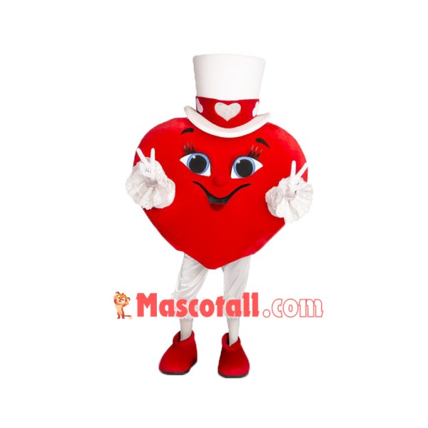 Happy Red Heart Mascot Costume