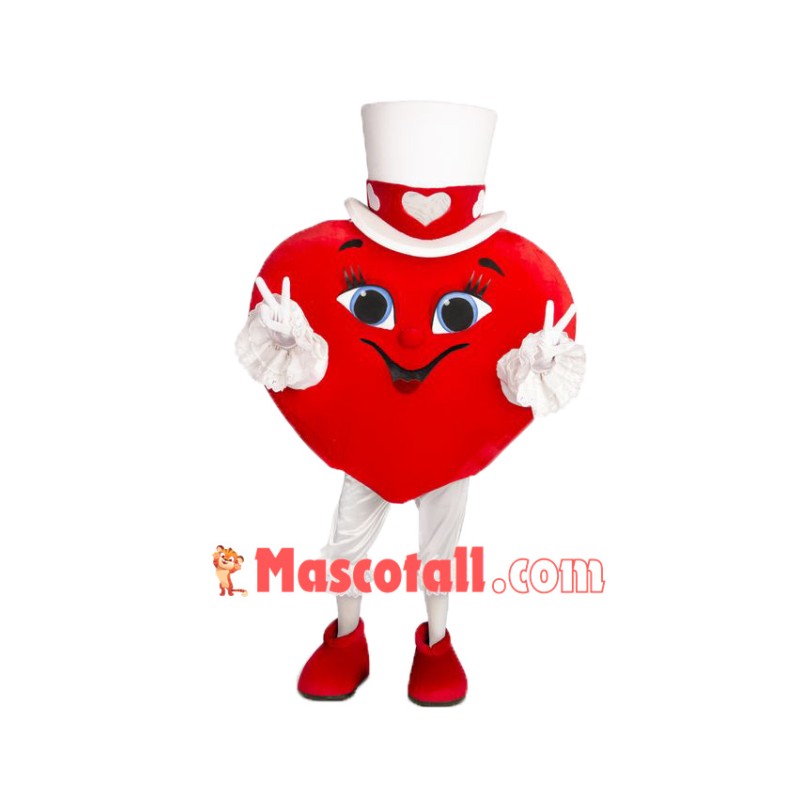 Happy Red Heart Mascot Costume