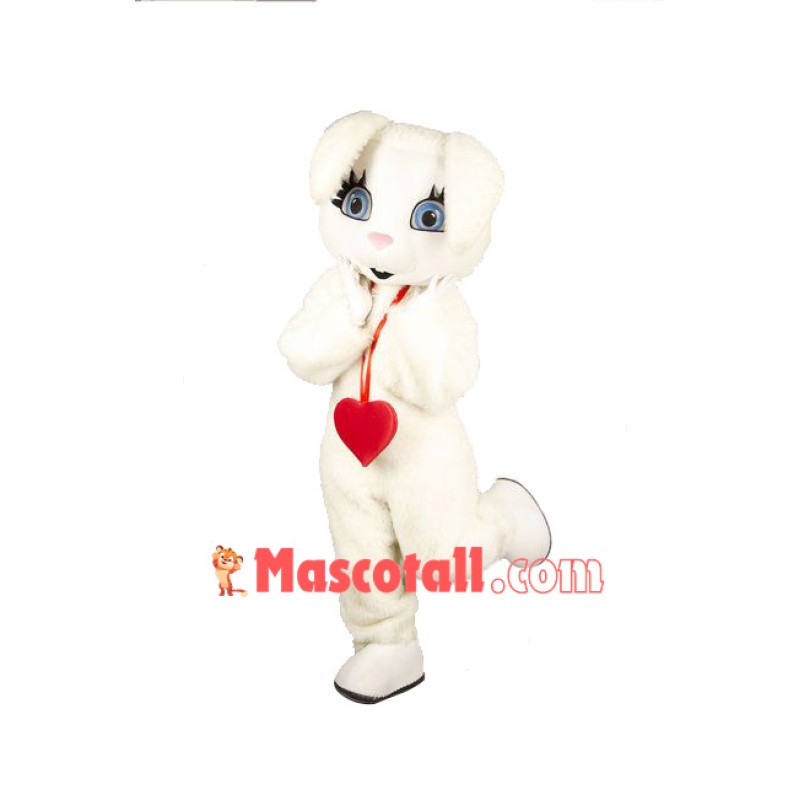 Red Heart White Rabbit Mascot Costume