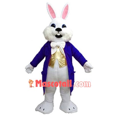 Blue Suit Easter Bunny Mascot Costume Available In US Warehouse