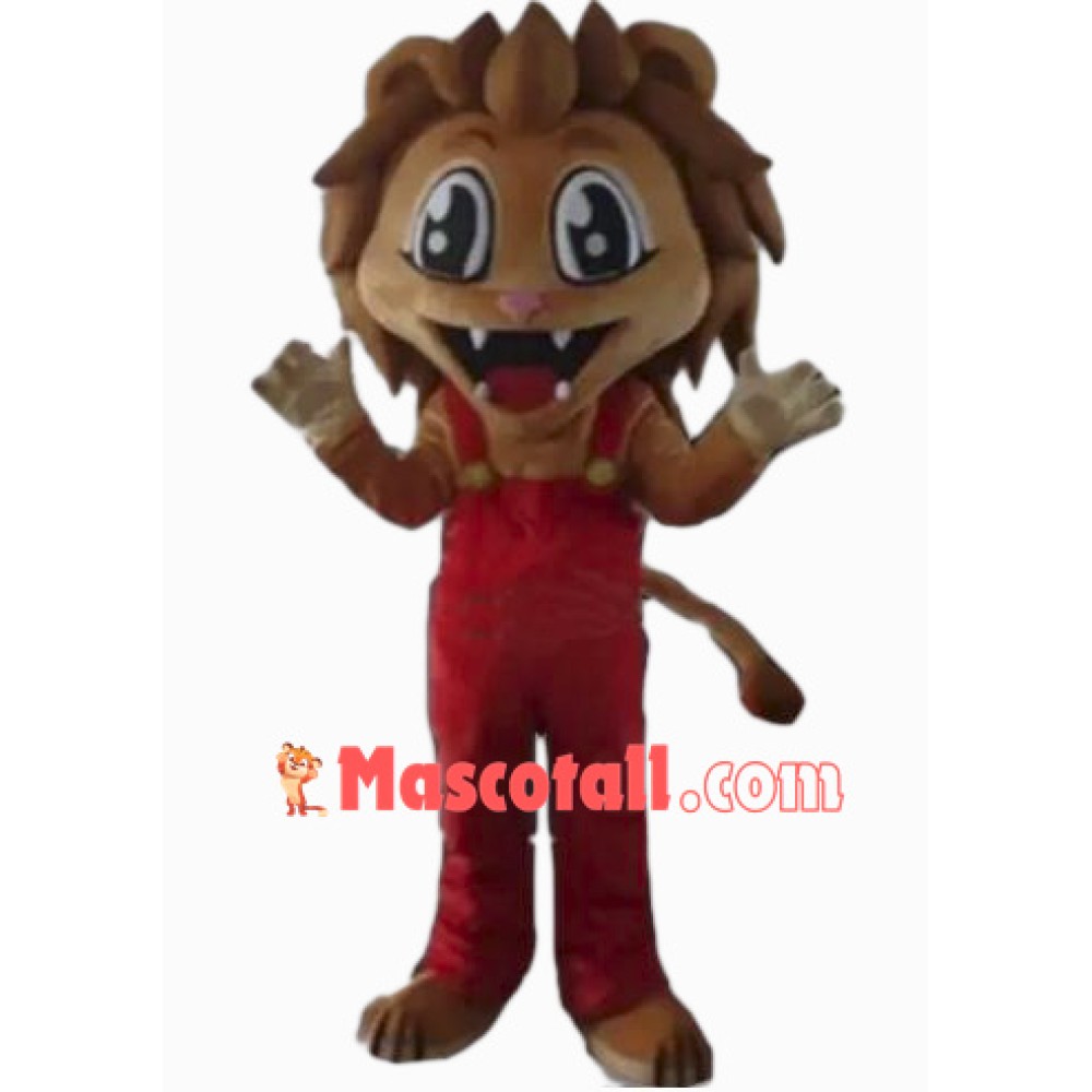 Happy Realistic Lion Mascot Costume