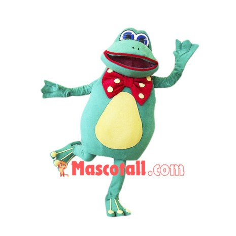 Happy Green Frog Mascot Costume 