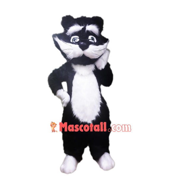 White & Black Animal Cat Mascot Costume