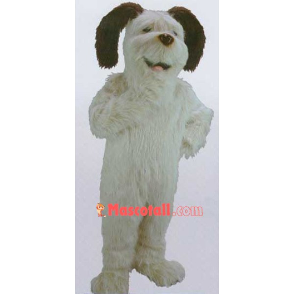 White Shaggy Dog Mascot Costume