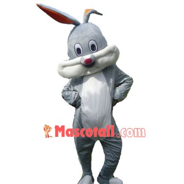Happy Grey Rabbit Bunny Mascot Costume