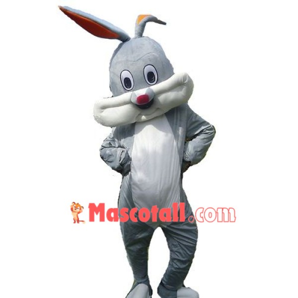 Happy Grey Rabbit Bunny Mascot Costume