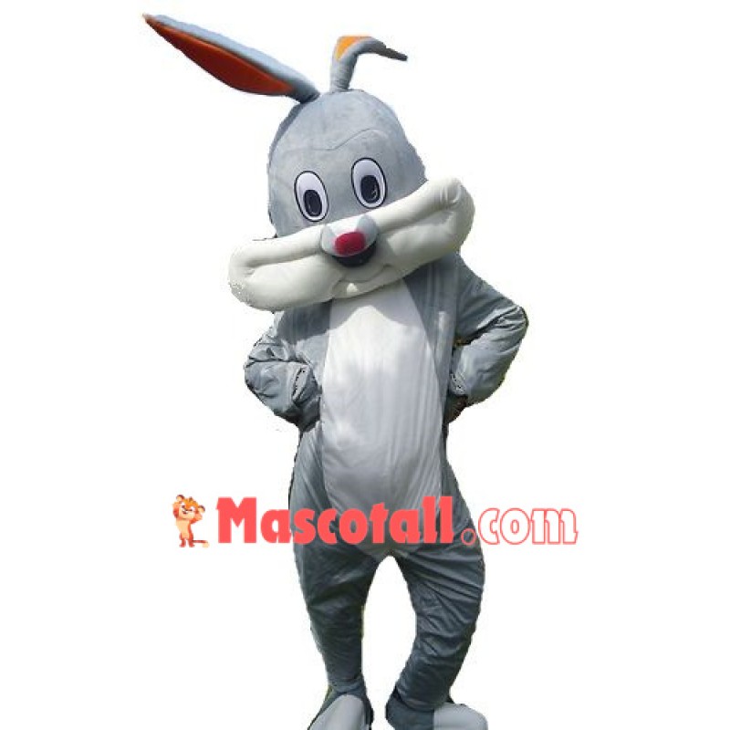 Happy Grey Rabbit Bunny Mascot Costume