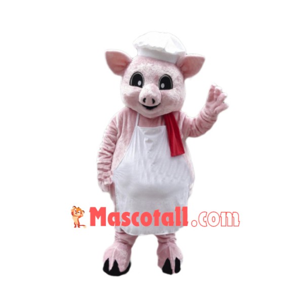 Pink Pig Chef Mascot Costume