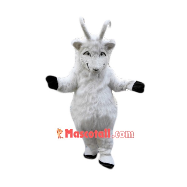 Plush White Goat Mascot Costume