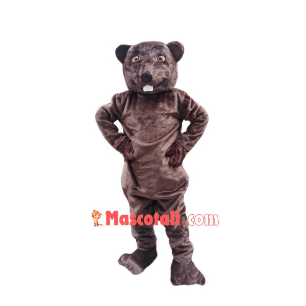 Happy Adult Beaver Mascot Costume