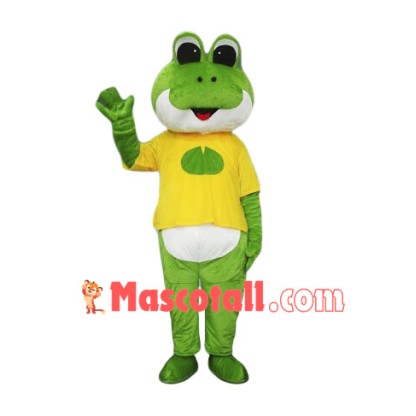 Friendly Green Frog Mascot Costume