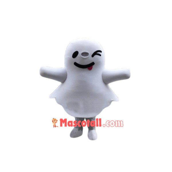 Cute White Ghost Mascot Costume