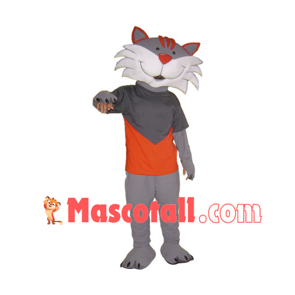 Happy Grey Cat Mascot Costume