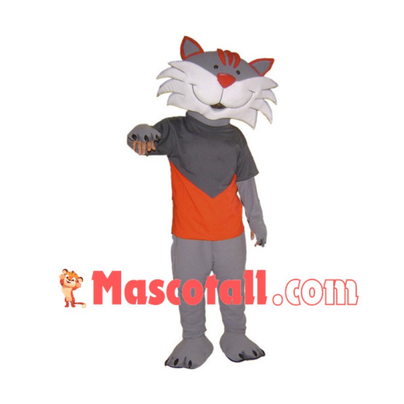 Happy Grey Cat Mascot Costume