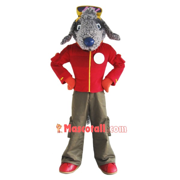 Grey Bedlington Dog Mascot Costume