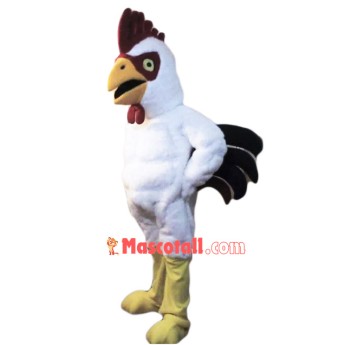 Power Muscular White Rooster Mascot Costume