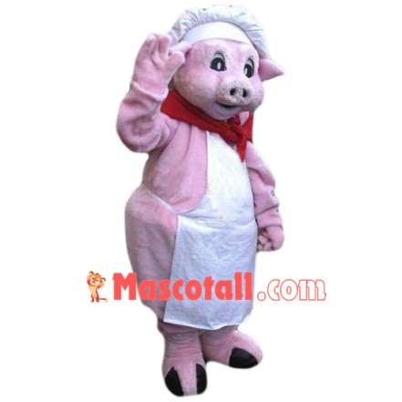 Chef Pink Pig Mascot Costume