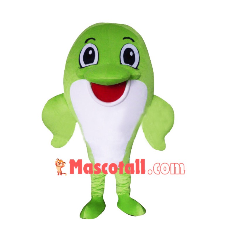 Happy Lightweight Green Dolphin Mascot Costume