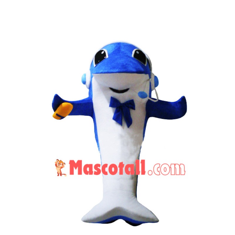 Happy Lightweight Blue Dolphin Mascot Costume