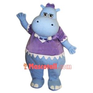 Female Blue Hippo Mascot Costume
