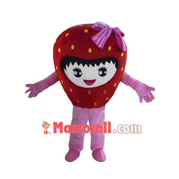 Happy Strawberry Girl Mascot Costume