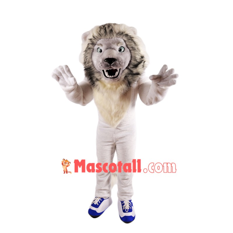 Fierce White Lion Mascot Costume