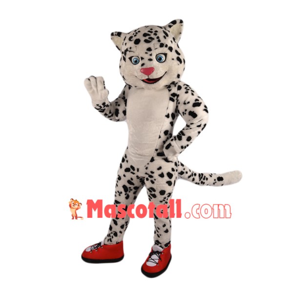 Happy Snow Leopard Mascot Costume