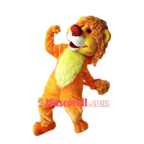 Smiling Lion Mascot Costume