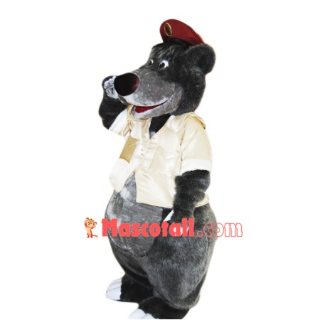Happy Lightweight Grey Bear Mascot Costume