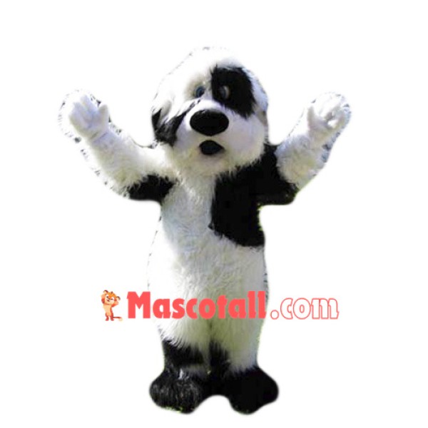 Friendly Black&White Dog Mascot Costume