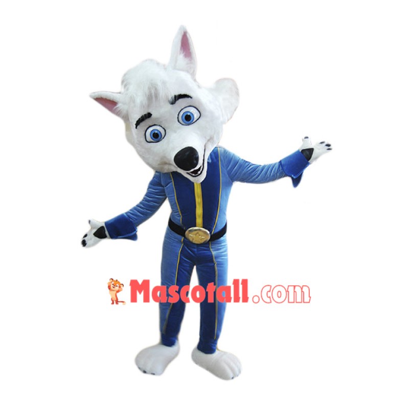 Friendly White Fox Mascot Costume