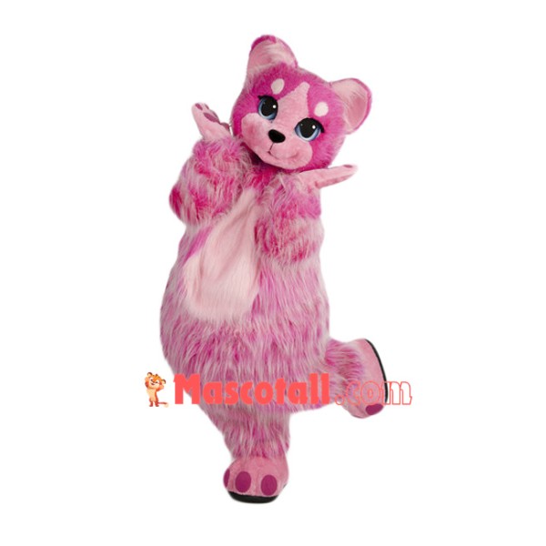 Pink Furry Cat Mascot Costume