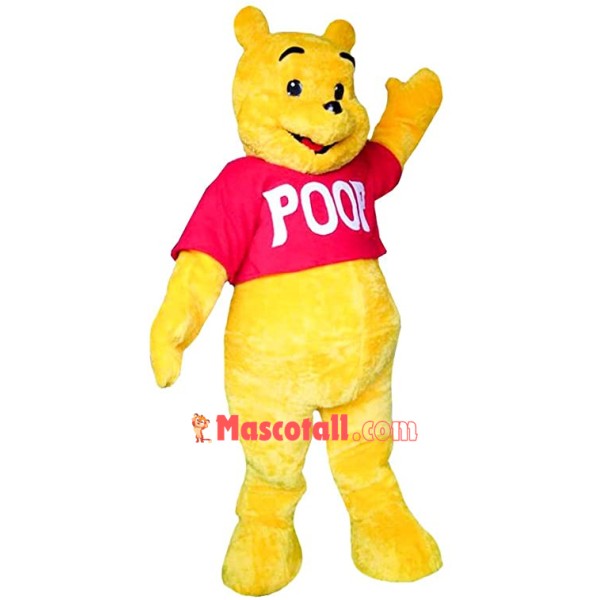 Short Plush Cartoon Pooh Bear Mascot Costume